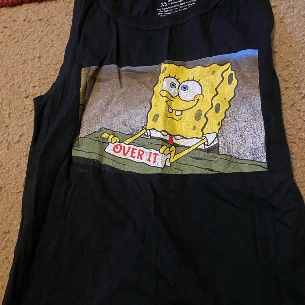 Black Graphic SpongeBob Tank Top